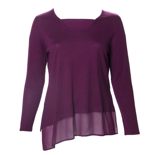 MARINA RINALDI Women's Purple Agata Faux Layer Sweater $450 NWT
