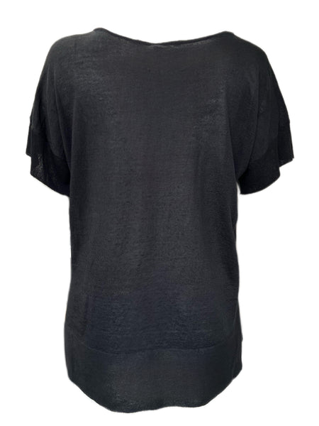 Marina Rinaldi Women's Black Agosto Knitted Short Sleeve T Shirt NWT