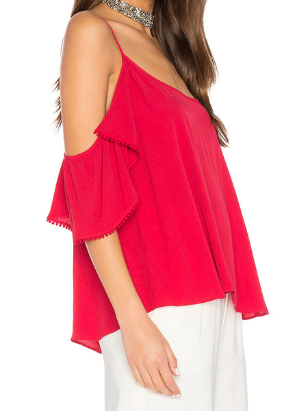 REBECCA MINKOFF Women's Cherry Bomb Cold Shoulder Aida Top $108 NWT