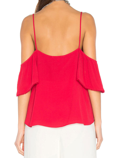 REBECCA MINKOFF Women's Cherry Bomb Cold Shoulder Aida Top $108 NWT