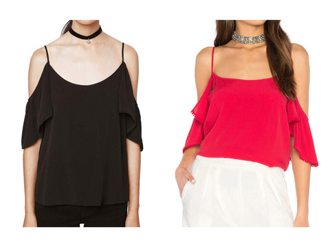 REBECCA MINKOFF Women's Cherry Bomb Cold Shoulder Aida Top $108 NWT