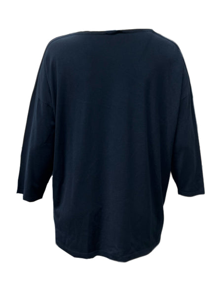 Marina Rinaldi Women's Navy Aida Pullover Sweater NWT