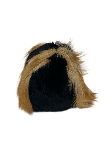 Max Mara Women's Nero Aida Kiss Lock Fox Fur Medium Clutch NWT