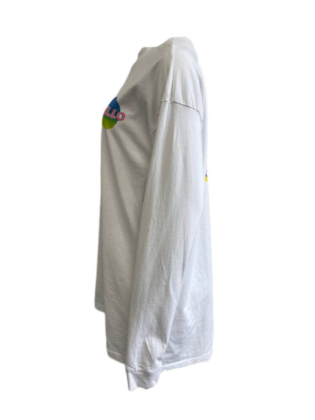 Aiello by Frankies Women's White Logo Long Sleeve Tee One Size NWT
