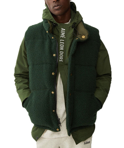 AIME LEON DORE Men's Green Nubby Wool Down  Insulated Vest NWT