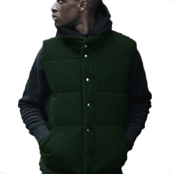 AIME LEON DORE Men's Green Nubby Wool Down  Insulated Vest NWT