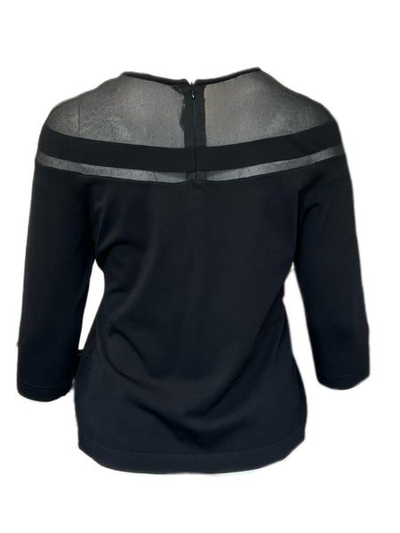 Marina Rinaldi Women's Black Aire 3/4 Sleeves Knitted Sweater Size M NWT