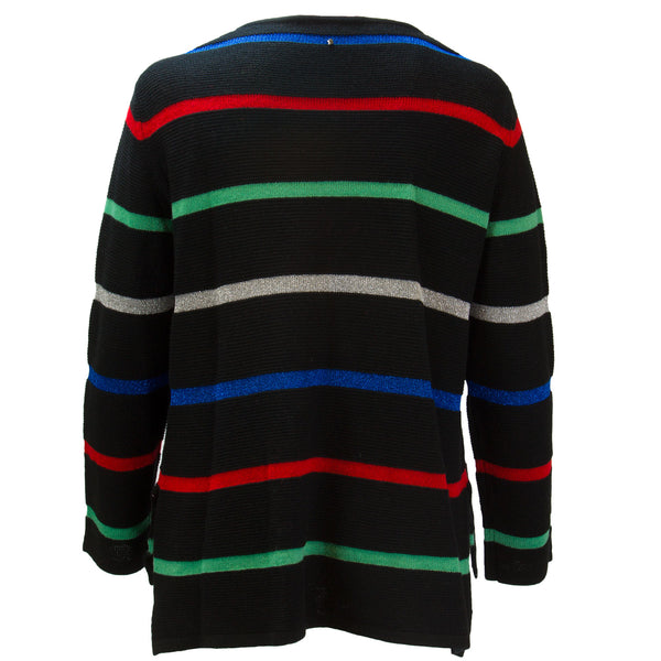MARINA RINALDI Women's Airone Striped Sweater, Black