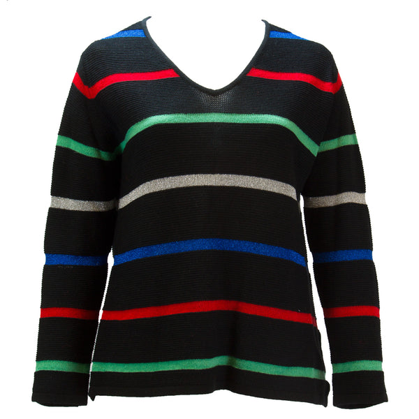 MARINA RINALDI Women's Airone Striped Sweater, Black