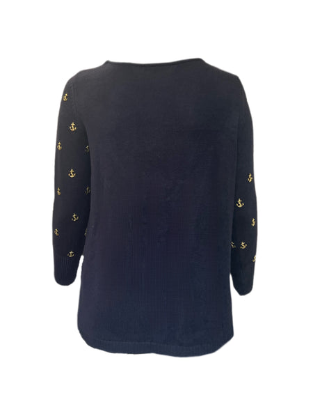 Marina Rinaldi Women's Navy Albinoni Knitted Sweater NWT