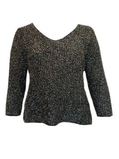 Marina Rinaldi Women's Black Amore Knitted 3/4 Sleeves Sweater NWT
