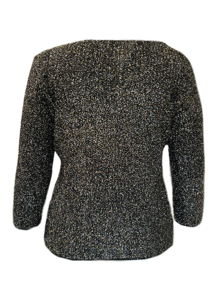 Marina Rinaldi Women's Black Amore Knitted 3/4 Sleeves Sweater NWT