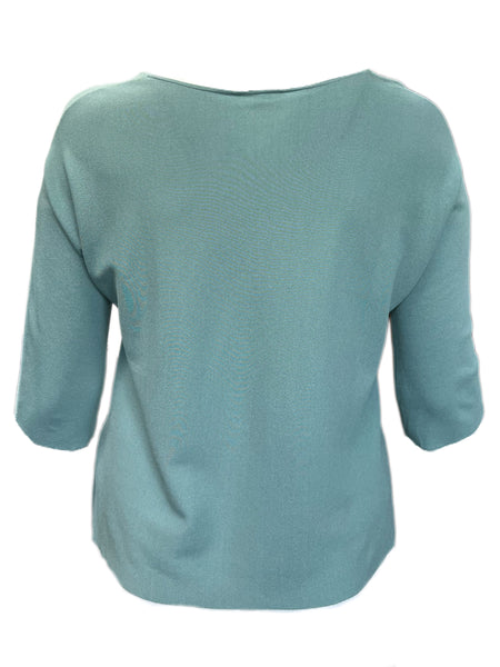 Marina Rinaldi Women's Green Andorra 3/4 Sleeves Knitted Sweater Size M NWT