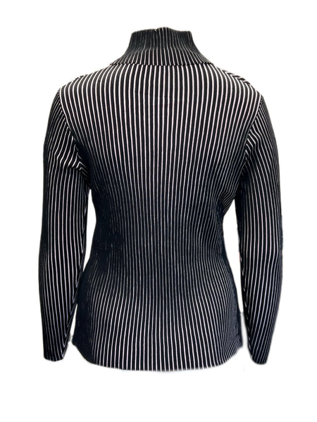 Marina Rinaldi Women's Nero Andrea Striped Turtleneck Sweater Size M NWT
