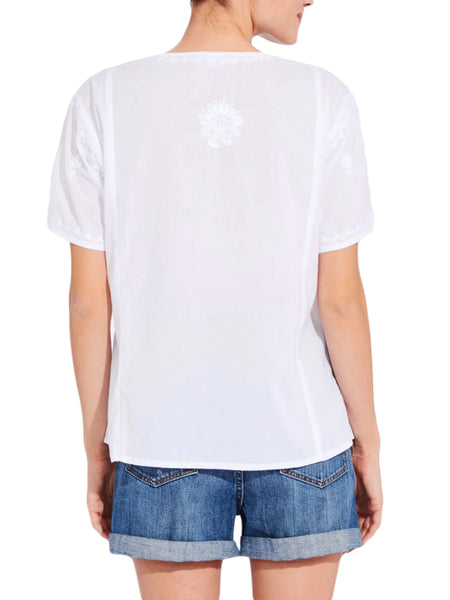 ROBERTA ROLLER RABBIT Women's White Anna Embroidered Shirt $75 NEW