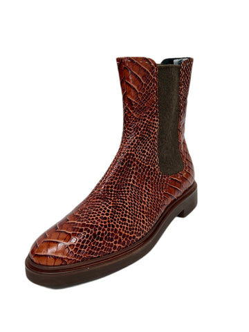 Max Mara Women's Rust Anne Croc Embossed Ankle Length Boots Size 7 NWT