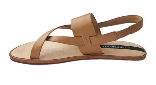 MATT BERNSON Women's Brown Wheat Leather Athena Slide Sandals #MB129-6 NWB