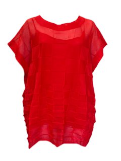 Marina Rinaldi Women's Red Antonino Short Sleeves Knitted Sweater Size XL NWT