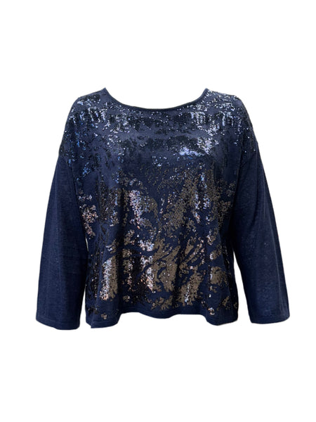 Marina Rinaldi Women's Blue Arabesca Pullover Sweater NWT