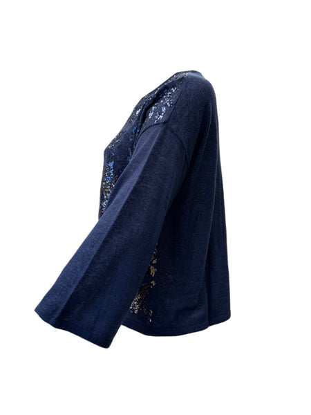 Marina Rinaldi Women's Blue Arabesca Pullover Sweater NWT