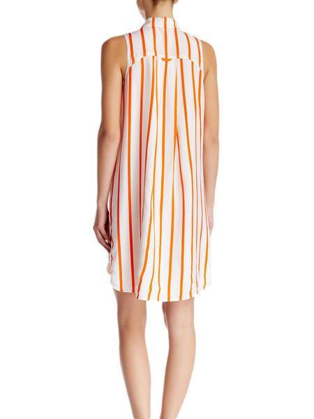 REBECCA MINKOFF Women's White & Persimmon Striped Aria Dress $368 NWT