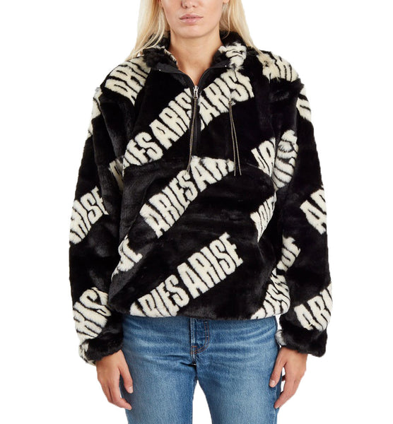Aries Arise Women's Furry Half Zip $250 NEW
