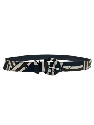 Max Mara Women's Ecru Ariete Striped Buckle Belt Size M NWT