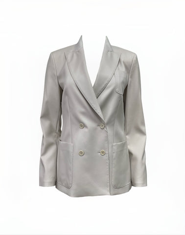 Max Mara Women's Pearl Grey Arpa Classic Wool Jacket NWT