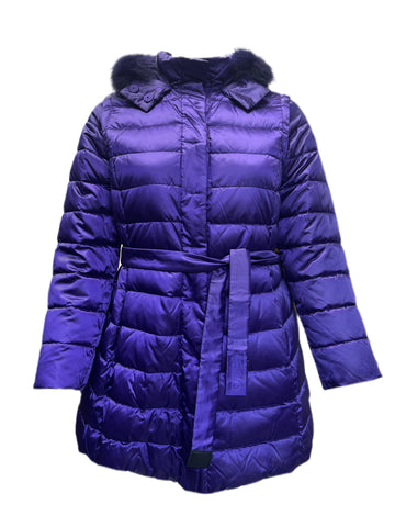 Marina Rinaldi Women's Purple Artico Hooded Quilted Jacket Size 12W/21 NWT