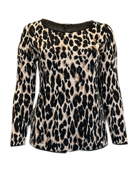 MARINA RINALDI Womens Brown Multi Asta Cheetah Print Sweater $645 NWT