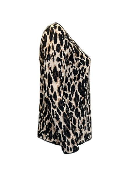 MARINA RINALDI Womens Brown Multi Asta Cheetah Print Sweater $645 NWT