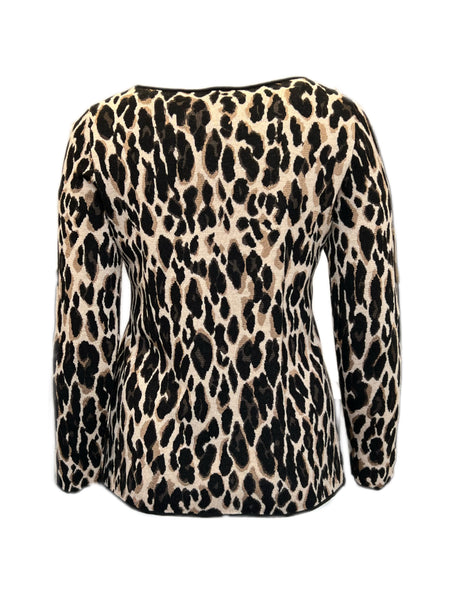 MARINA RINALDI Womens Brown Multi Asta Cheetah Print Sweater $645 NWT