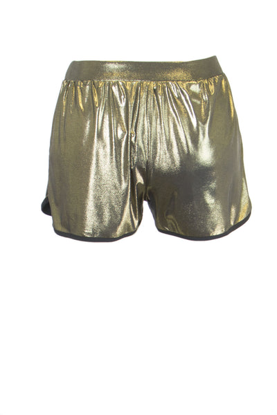 Atina Cristina Women's Gold Metalic Contrast Trim Shorts Sz XS $138 NWT