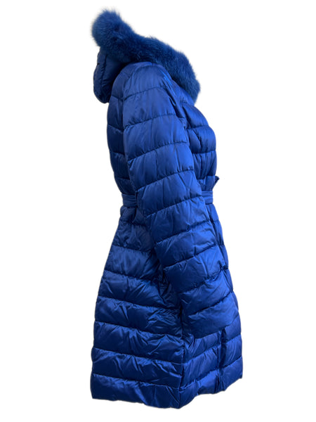 Marina Rinaldi Women's Blue Atlantico Hooded Down Coat Size 12W/21 NWT