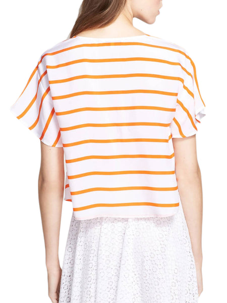 REBECCA MINKOFF Women's White & Persimmon Audrina Crop Top $178 NWT
