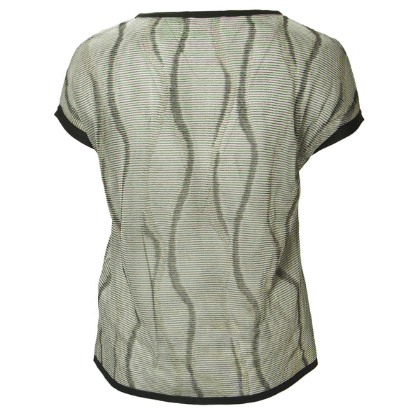 MARINA RINALDI Women's Metallic Aura Short Sleeve Sweater $300 NWT