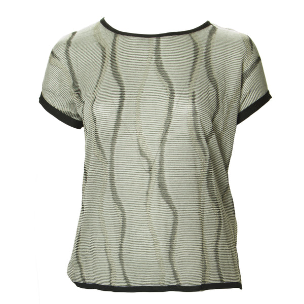 MARINA RINALDI Women's Metallic Aura Short Sleeve Sweater $300 NWT