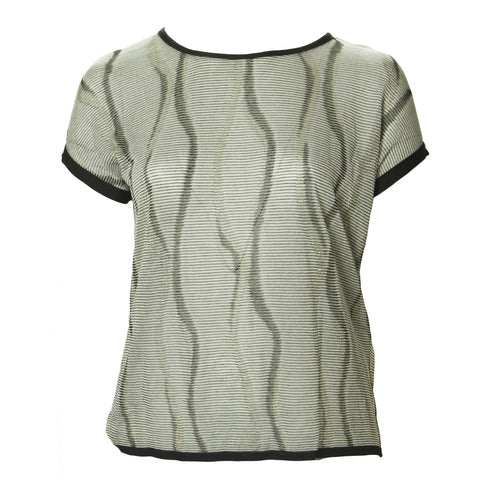 MARINA RINALDI Women's Metallic Aura Short Sleeve Sweater $300 NWT
