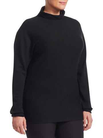 MARINA RINALDI Women's Black Azteco Turtleneck Sweater $565 NWT