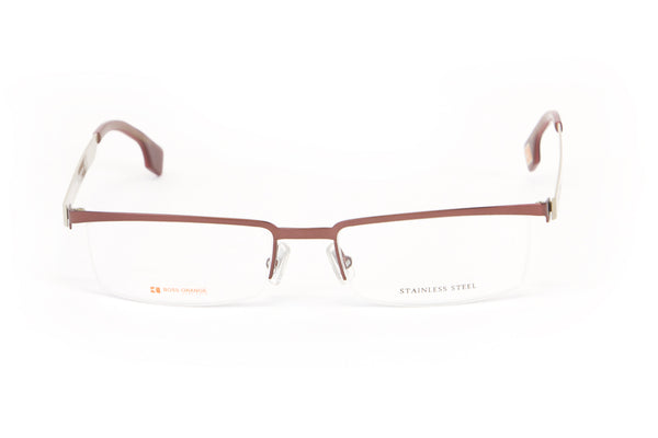 BOSS ORANGE Burgundy Mud Semi-Rimless Eyeglass Frames 54mm B0057 $260 NEW