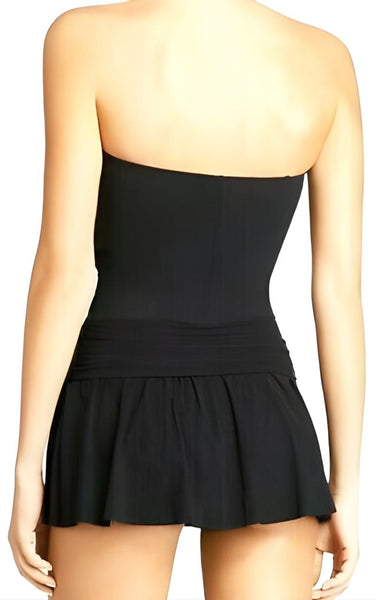 GOTTEX Women's Black Light Control Cross Front Swimdress #16LA-068R 10 NWT