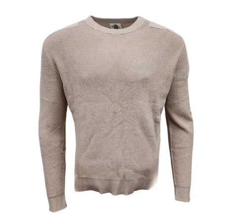 HoodLamb Men's Beige Patch Soft Stretchy Hemp Sweater 420 NWT
