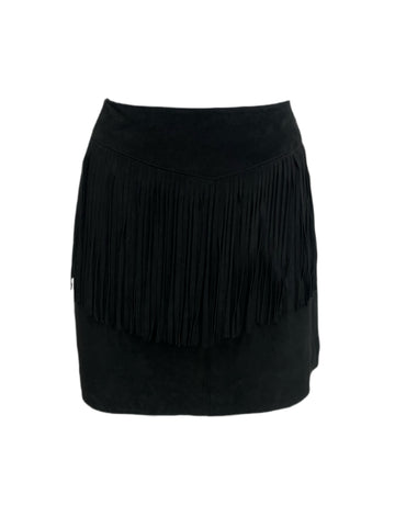 WALTER BAKER Women's Black Fringe Riley Skirt #WB4235 NWT