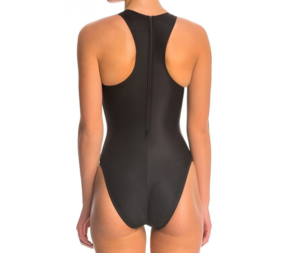 ADIDAS Women's Black High Neck Waterpolo One Piece Swimsuit #AWX86HN 28 NWT