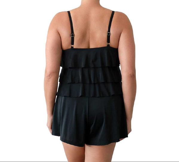 FIT 4 UR Women's Black Padded Full Coverage One Piece Swimsuit #602112 24 NWT
