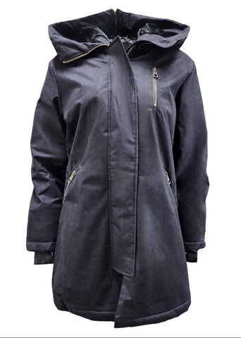 HoodLamb Women's Black Oversized Warm Natural Hemp Coat 420 NWT
