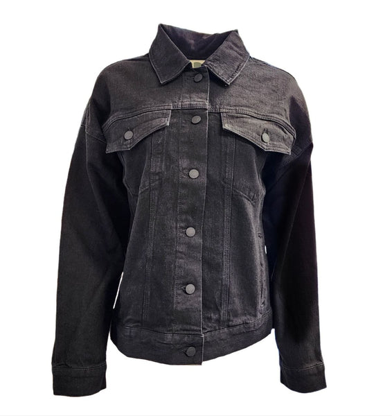 HoodLamb Women's Black Denim Oversized Hemp Lightweight Jacket NWT