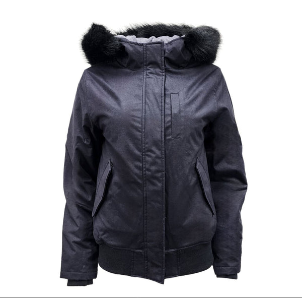 HoodLamb Women's Black Short Furry Hooded Hemp Vegan Jacket NWT