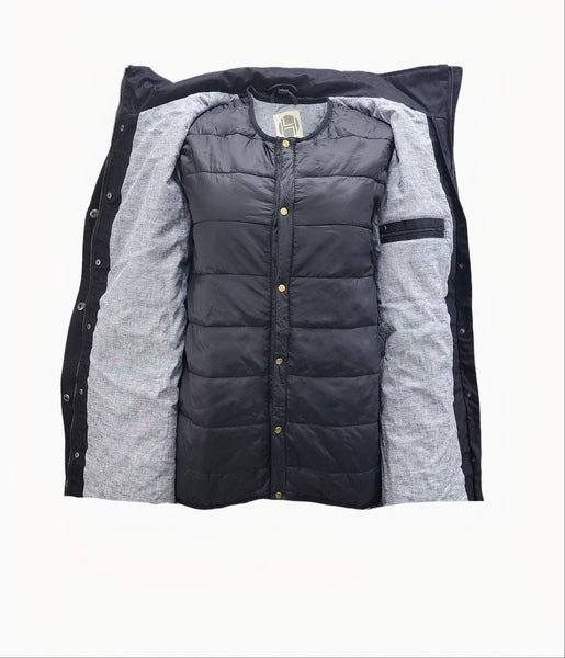 HoodLamb Women's Black Slim Long Hemp Vest Insert Coat 420 NWT