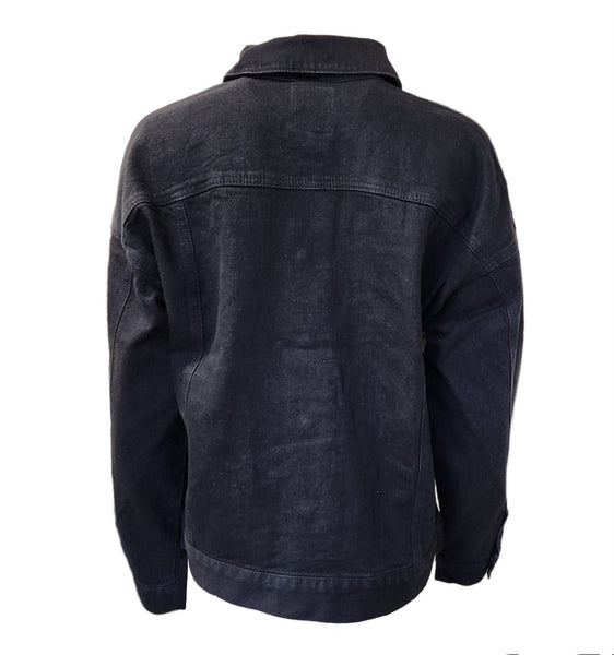 HoodLamb Women's Black Denim Oversized Hemp Lightweight Jacket NWT